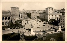 Rome Italy Piazza Venezia RPPC Vintage Real Photo Postcard 1920s Trams picture
