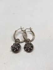 7g 925 STERLING SILVER BALI BEADED VINTAGE FINE JEWELRY EARRINGS STAMPED picture