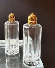 Irving Rice CRYSTAL Salt and Pepper Shakers Beautiful Gold Top IRICE NEW picture