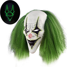 Scary Halloween Clown Mask with Green Hair for Adult Horror Evil Killer Joker picture