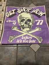 Rare Vintage 1977 SCHOOL Graduation Poster Skeleton Vintage Purple Retro Letters picture