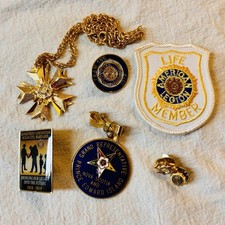 Lot of 7 Vintage Mixed Lot  Pins Patch & Pinbacks American Legion, Mason, VFW picture