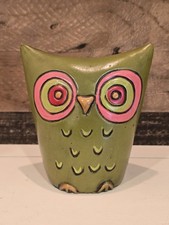 Vintage 1970s Fitz and Floyd Green Owl Bank Retro Cute Fall MCM Decor Boho 5