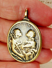 Antique 17th Century Mary John the Baptist & John the Evangelist Bronze Medal picture