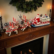 VTG Villeroy & Boch Santa’s Schlittenfahrt Musical 4 Porcelain Reindeer *FLAW* picture