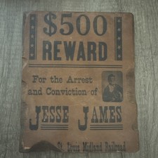 VINTAGE REPLICA JESSE JAMES $500 REWARD WANTED POSTER WOOD WOODEN PLAQUE DISPLAY picture