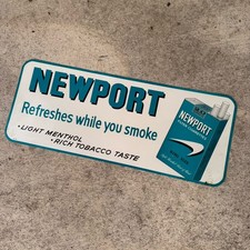 VTG 1960s Newport Cigarettes Metal Advertising Sign Refreshes While You Smoke picture