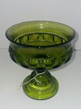 VINTAGE Green “Compote” Art Glass Fused Green Glassware Stem Chalice picture