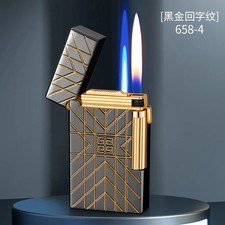 DERUI Dual Flame Butane Lighter Windproof Metal Flint Wheel Compact Luxury picture