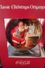 Vintage Coca-Cola Classic Christmas Santa Ornament 1963 - Corning Glass picture