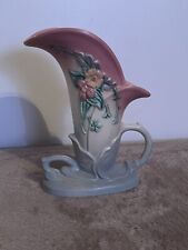 🧩MCM Hull USA Ceramic Magnolia Cornucopia Flower Vase 8.5