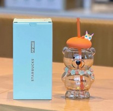 New 2026 China Starbucks 460ml Molly Bear Shaped Glass Straw Cup picture