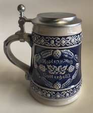Vintage GERZ Beer Stein Brewery Brewing Lions Cobalt Blue Bier Mug WEST GERMANY picture