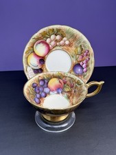 Vintage Aynsley 1037 Orchard Fruit Teacup with Saucer Signed N. Brunt and D Jone picture
