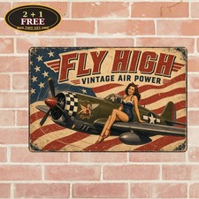 Thunderbolt Airplane Pinup Girl Aircraft Vintage Tin Sign picture