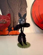 Vintage 1940s/50s Halloween Chenille Pipe Cleaner Japanese Figure Black Cat picture