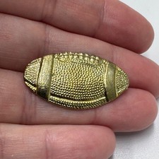Football Ball Varsity Jacket Lapel Pin Oval Gold Tone Letterman Pinback Hat Tie picture