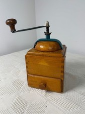Leinbrocks Ideal Burr Coffee Grinder Vintage 1950s Wood and Metal Hand Crank picture