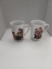 Norman Rockwell 1926 Saturday Evening Post Coffee Tea Cup Mug Set Of Two 1982 picture