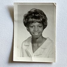 Vintage B&W School Studio Photograph Beautiful Black African Woman Teen picture