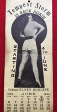 1954 Tempest Storm Oakland El Rey Burlesk Flyer Pinup Calendar Original Rare picture