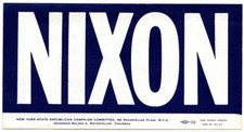 RICHARD NIXON 1968 Republican Presidential Campaign Bumper Sticker NYC New York picture