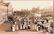 Antique RPPC Postcard 1910s Factory Mill Workers Town Parade Crowd Gathering AZO picture