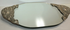 GSA Godinger Vintage Silver Plated Oval Mirrored Vanity Tray picture