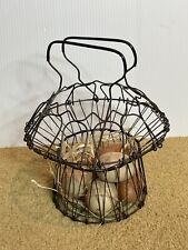 NEW Farmhouse Chicken Wire Metal Basket Rustic Expandable Small French + Eggs picture