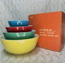 PYREX IN BOX 400 Primary Mixing Bowl Set 401 402 403 404 HTF Orange Box picture
