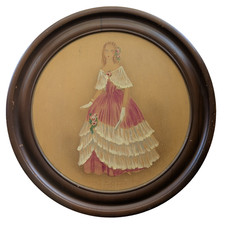 Vintage Robinhood Ware Wood Hand Painted 1844 Victorian Lady in Ball Dress OOAK picture