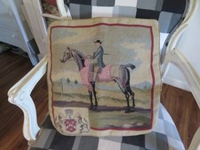 Beautiful Aubusson style Petit Point Equestrian Needlepoint Pillow Cover NWOT picture