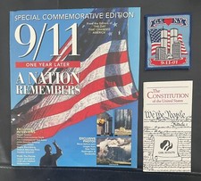 REDUCED  RARE NEW 9/11 COMMEMORATIVE MAGAZINE-GSNY PATCH-CONSTITUTION BOOKLET picture