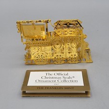 VTG Franklin Mint 1967 Official Christmas Seals Gold Tone Christmas Ornament picture