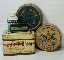 Unique 5 pc Vintage &  Antique Collection of Interesting Tins picture
