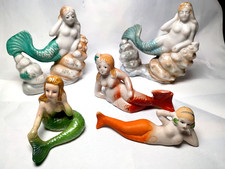 Vtg 1940s 1950s Japan Ceramic Bisque Mermaid Figurines Lot of 5 Kitsch Aquarium picture