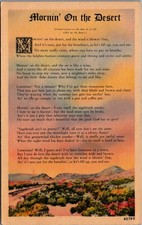 Mornin' On The Desert Poem Postcard - Herz, San Diego CA - Vintage USA picture