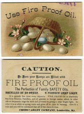 Louisville KY FIRE PROOF OIL Lamps Chess Carley Co 1880's VICTORIAN Trade Card picture