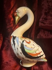 Vintage Hollóháza Hungary Hand-Painted Fishnet Porcelain Swan Figurine picture