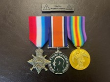 WW1 MEDALS MOUNTED TRIO 1914-15 STAR, WAR MEDAL & VICTORY MEDAL W/ MAGNET ANZAC picture