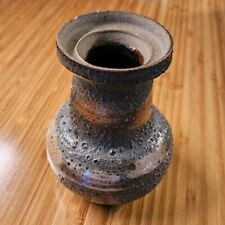 VINTAGE Unmarked Pottery Vase Foam Glaze Clay Handmade Brown Antique picture