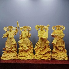 4pcs/set Boxwood Chinese Carvings the Four Heavenly Kings Statues Solid Carvings picture