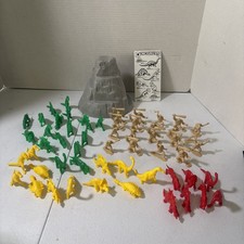 Lot Of Vintage Processed Plastic Co PPC Dinosaurs And Cavemen With Mountain picture