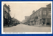 Falmouth KY, Shelby Avenue Looking West Postcard. Stores, Restaurant, old cars. picture