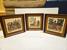 3 Framed Ceramic Scenic Tiles Williamsburg VA Governor's Palace Wren Bldg Bruton picture