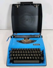 1970s Royal Sahara Bright Blue Ultra Portable Manual Typewriter in Case WORKING picture
