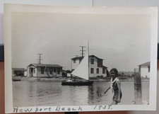 1938 Snapshot Girl Sailboat Houses Newport Beach Ca 3 5/8
