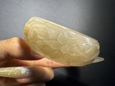 60.8mm Natural Pear-Sugar Color Mongolian Jade Bangle/Shetei Cui/Hand Carved picture