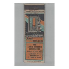 1920s-1930s Universal Match Matchbook Cover The Liquid Carbonic Corp Chicago IL picture