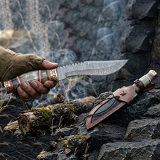 Full Tang Survival Hunting Knife with Sheath, 12.5-inch Damascus Fixed Blade picture
